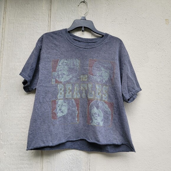 The Beatles medium cropped gray graphic T-shirt band tee short sleeve - Picture 1 of 4